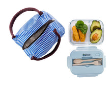 Load image into Gallery viewer, Glass Bento Lunch Box - 2 or 3 Compartments + Insulated Bag