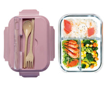 Load image into Gallery viewer, Glass Bento Lunch Box - 2 or 3 Compartments + Insulated Bag
